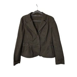 Halogen Army Green Three Button Jacket Womens Small Coat Outerwear